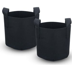 Intirilife 2x fleece plantzak in 75 liter - 20 gallon - 55 x 30 cm - Plantenbak van fleece met draaggrepen voor tuin, kas en nog veel meer. - Plantenbak plantzak