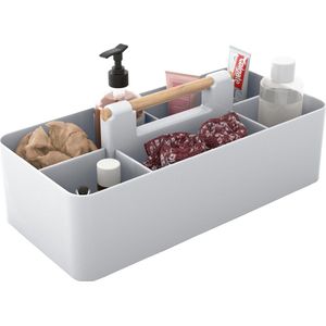 Intirilife Make Up Organiser in grijs - Beauty cosmetica opbergdoos met 5 vakken voor het opbergen van make-up - Ook ideaal als bureau-organizer of voor keukengerei