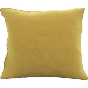 Intirilife 2x decoratieve fluwelen kussenhoezen 40x40 cm in geel - Voor woonkamer slaapkamer slaapbank kantoor cafetaria of wachtkamer