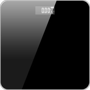 Intirilife Ultradunne badkamerweegschaal Lichaamsweegschaal in Zwart met 26 x 26 cm basis en digitale display - Voor het snel en nauwkeurig wegen van lichaamsgewicht of voorwerpen