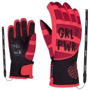 Ziener LIWA Skihandschoenen voor meisjes, waterdicht, Primaloft Trend Neon Red 6.5