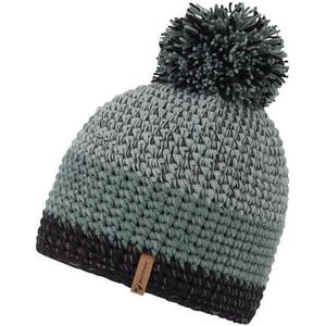 Ziener Unisex INTERCONTINENTAL Pompon-muts | gehaakt, fleecevoering, driekleurig, Gray Seal, Usex