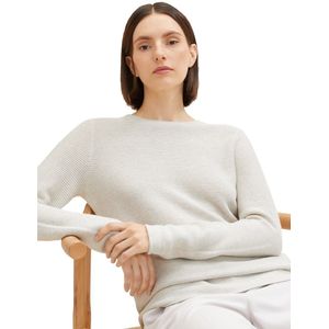 TOM TAILOR - Gebreide Trui - Dusty Alabaster Melange - Biologisch Katoen