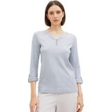 T-shirt - Gestreept - Katoen - Driekwart Mouw - Normale Pasvorm