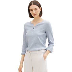 T-shirt - Gestreept - Katoen - Driekwart Mouw - Normale Pasvorm