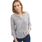 TOM TAILOR - 1016190 - Blouse - Offwhite/Navy - Gestreept, V-hals, 3/4 Mouwen, Viscose