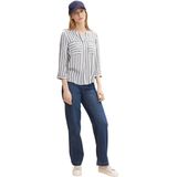 TOM TAILOR - 1016190 - Blouse - Offwhite/Navy - Gestreept, V-hals, 3/4 Mouwen, Viscose