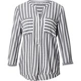 TOM TAILOR - 1016190 - Blouse - Offwhite/Navy - Gestreept, V-hals, 3/4 Mouwen, Viscose