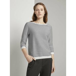 TOM TAILOR Denim Dames Sweatshirt met strepen 1017277, 26032 - Blue White Structured Stripe, XS