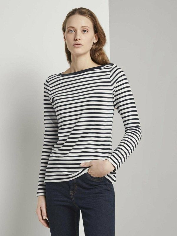 TOM TAILOR interlock with contrast neck Dames T-shirt
