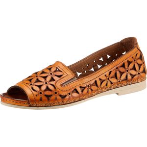 Gladleer - Sandalen - Oranje - Leer - Breed Wijdte G