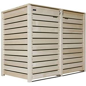 Lukadria Afvalcontainerbox, afvalcontainerbekleding, hout, 240 liter, natuur, met achterwand, model HH (2 ton)