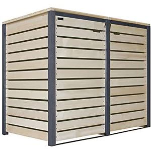 Model Adria Afvalcontainerbox, 120 liter, hout, natuur, voorgemonteerd