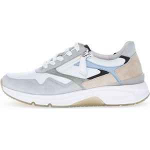 Gabor Low-Top sneakers voor dames, lage schoenen, vrijetijdsschoenen, gymschoenen, hardloopschoenen, veterschoenen, wit/ltgrijs/pino K, 39 EU / 6 UK