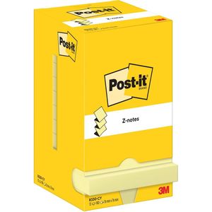 Post-It Z-Notes , 100 vel, ft 76 x 76 mm, geel, pak van 12 blokken - 4064035065669