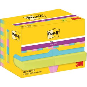 Memoblok Post-it 622 Super Sticky 47,6x47,6mm Cosmic 12 stuks