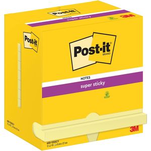 Memoblok Post-it 655 Super Sticky 76x127mm Canary yellow 12 stuks