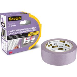 Scotch Premium schildertape voor delicate oppervlakken, 36 mm x 41 m, Scotch plakband voor schilderwerk en decoratie binnenshuis, papier van 99% biologische materialen