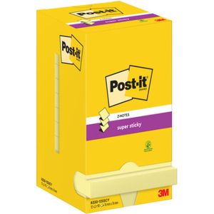 Memoblok Post-it Z-Note S330 Super Sticky 76x76mm geel 12 stuks
