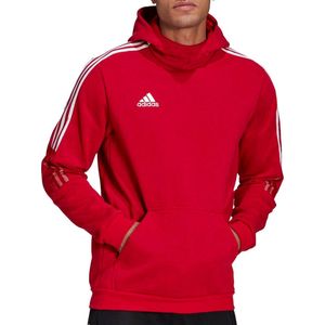 Adidas - Tiro 21 - Hoodie - Rood - Fleece, 70% Katoen / 30% Gerecycled Polyester