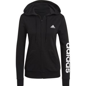 adidas - Essentials FZ Logo Hood - Sweater - Dames - Grijs - Katoen
