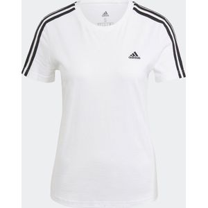 adidas - Essentials Slim 3-Stripes T-shirt - Wit/Zwart - Katoen