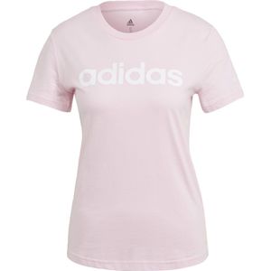 adidas - Essentials Slim Logo T-shirt - Dames - Roze - 100% Katoen