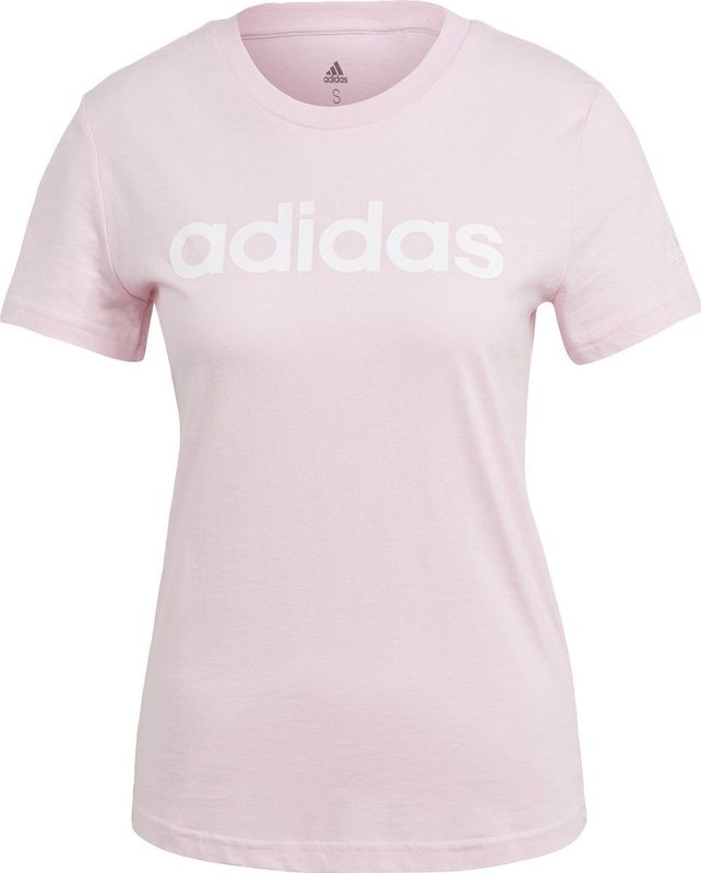 adidas - Essentials Slim Logo T-shirt - Dames - Roze - 100% Katoen