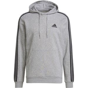 adidas - 3-Stripes Fleece Hoodie - Grijs - Sporttrui - Heren