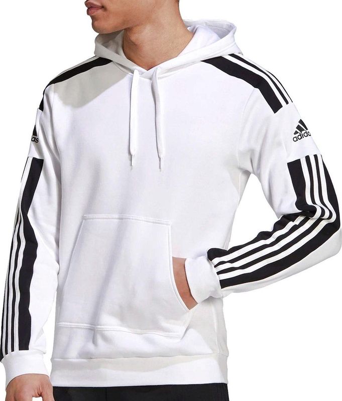 adidas - Squadra 21 - Herenhoodie - Zwart - Fleece van 70% Katoen en 30% Gerecycleerd Polyester