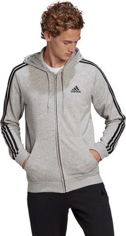 adidas - 3-Stripes Fleece Hoodie - Grijs - Sporttrui
