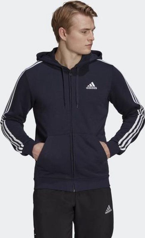 Essentials - French Terry 3-Stripes - Ritshoodie - Blauw