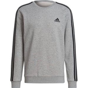 adidas - Essentials Fleece 3-Stripes - Sweatshirt - Grijs - Katoen/Gerecycled Polyester