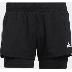 adidas Performance Pacer 3-Stripes Geweven Twee-in-Een Short - Dames - Zwart