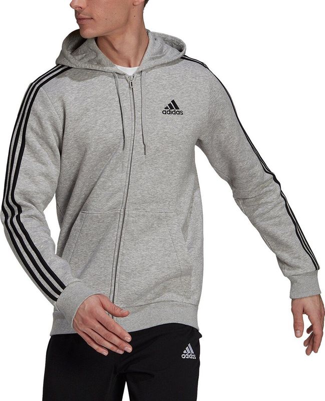 Adidas - Essentials Fleece 3S Zip Hoodie - Grijs Vest