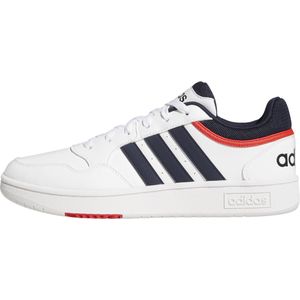 adidas Heren Hoops 3.0 Low Sneakers, Ftwr White/Legend Ink/Vivid Red, 46 2/3 EU