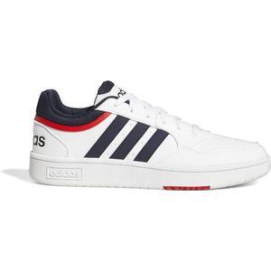 adidas Heren Hoops 3.0 Low Sneakers, Ftwr White/Legend Ink/Vivid Red, 45 1/3 EU