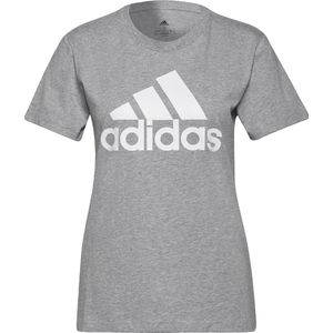 Adidas, Loungewear Essentials Logo, Maglietta, Heather/Bianco Grigio Medio, S, Donna