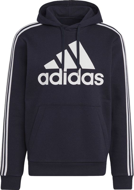 Adidas - Bl3 Stripes Hoodie - Fleece - Grijs - 53% Katoen, 36% Gerecycled Polyester, 11% Viscose