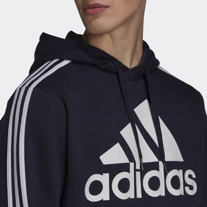 adidas - Sportswear Essentials Fleece 3-Stripes Logo Hoodie - Blauw - Katoenmix