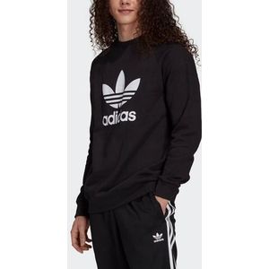 Adidas, Sweatshirts & Hoodies, Heren, Zwart, S, Katoen, Klassieke Trefoil Crewneck Sweatshirt Zwart/Wit