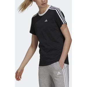 Adidas - 3 Stripes - T-shirt - Zwart - Katoen - Losse Pasvorm