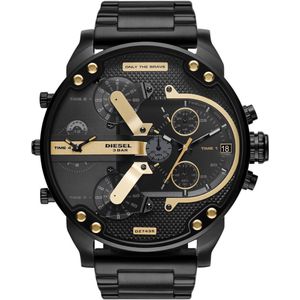 Diesel Mr. Daddy horloge voor heren, multifunctioneel uurwerk met siliconen, roestvrij staal of lederen band.