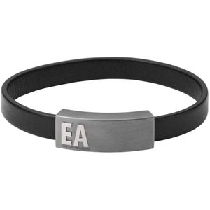Emporio Armani - EGS2757060 - Heren Armband - Zwart - Leer - Roestvrij Staal