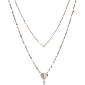 Fossil - Flutter Hearts - Ketting - Roségoud - Staal - 42 cm