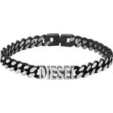 Diesel heren STEEL armbanden, Donker Zwart Zilver, One size