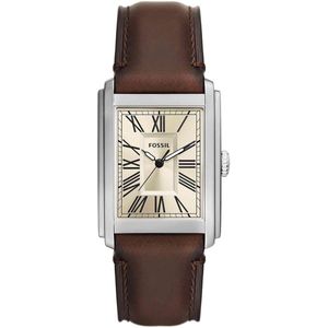 Fossil - Carraway - Heren Horloge - Bruin - Leren Band - 30 mm