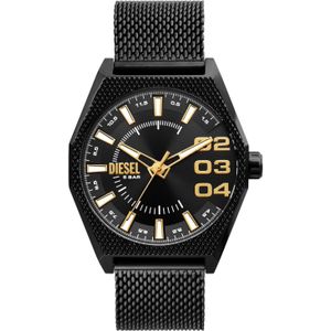 Diesel Scraper horloge voor heren, Quartz uurwerk met Siliconen, roestvrij stalen of leren band, Zwart en grijstint, 43MM