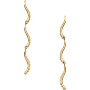 Skagen Vrouwen Oorbellen Essential Waves, doortrekbaar roestvrij staal, gouden,