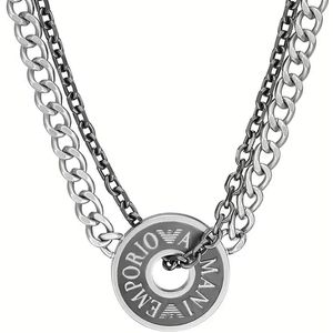 Emporio Armani - Hanger Ketting - Zilver - Roestvrij Staal - Karabijnsluiting